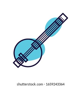 banyo instrument line style icon design, Music sound melody song musical art and composition theme Vector illustration