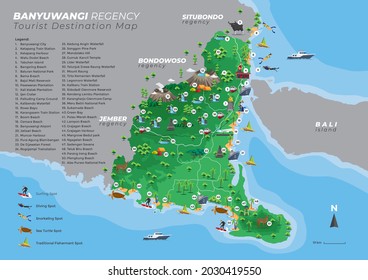 Banyuwangi East Java tourist destination map with details