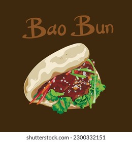 Bao bun food illustration design. Perfect for flyers, banners, posters, etc.