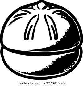 Bao buns, food, isolated, vintage drawing, vector illustration, black color