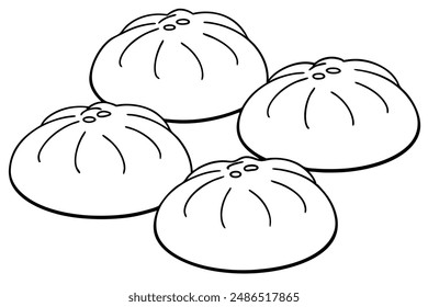 Bao buns line art artistic design drawing hand illustration