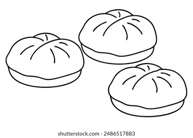 Bao buns line art intricate design drawing hand illustration