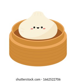 Diseño de carácter bao. Carácter de bollo al vapor. Vector de bollo al vapor. Bolun al vapor sobre fondo blanco. 