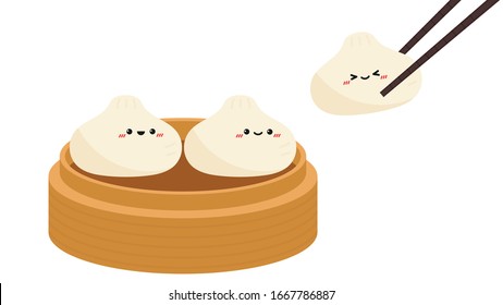 Bao character design. Steamed Bun character. Steamed Bun vector. 