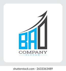 BAO Company Logo Design Growth vector, BAO Upward Arrow Business Success Logo vector, Corporate Branding BAO Logo Concept vector, BAO Modern Financial Growth Chart Logo vector,