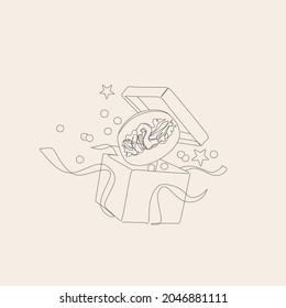 Bao - steamed pie with meat filling and fresh vegetables holiday Line art Bao steamed pie