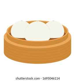 Bao vector. Steamed Bun character. Steamed Bun vector. Steamed Bun on white background. 