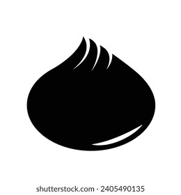 Bao Zi or Bakpao dimsum vector icon shadow silhouette isolated on plain horizontal white background. Simple flat minimalist chinese food dimsum drawing with cartoon art style.