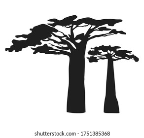 Baobab. African tree. Baobab tree vector icon for web