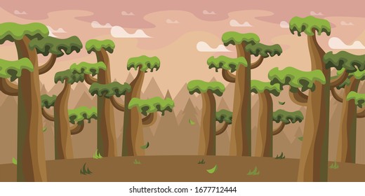 Baobab forest illustration for background.