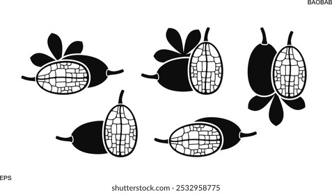 Logotipo da fruta do embondeiro. Fruta baobá isolada sobre fundo branco