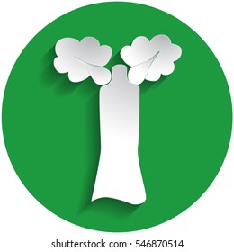 Baobab icon in paper style on green circle