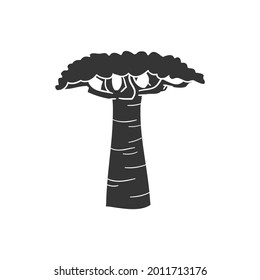 Baobab Icon Silhouette Illustration. African Tree Vector Graphic Pictogram Symbol Clip Art. Doodle Sketch Black Sign.