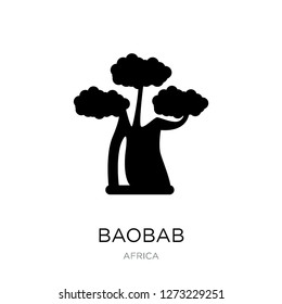 baobab icon vector on white background, baobab trendy filled icons from Africa collection, baobab simple element illustration