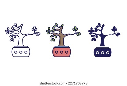 Baobab line and solid illustration icon