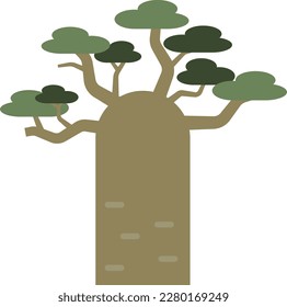 baobab tree flat vector illustration