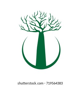 Baobab Tree illustration, icon design, isolated on white background. 