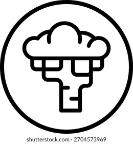 Icono de la línea del árbol Baobab en círculo. Un símbolo de ingrediente natural de baobab, nutrición basada en plantas y bienestar botánico.