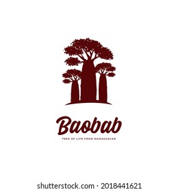 Baobab tree logo, baobab big tree of life from madagascar logo template