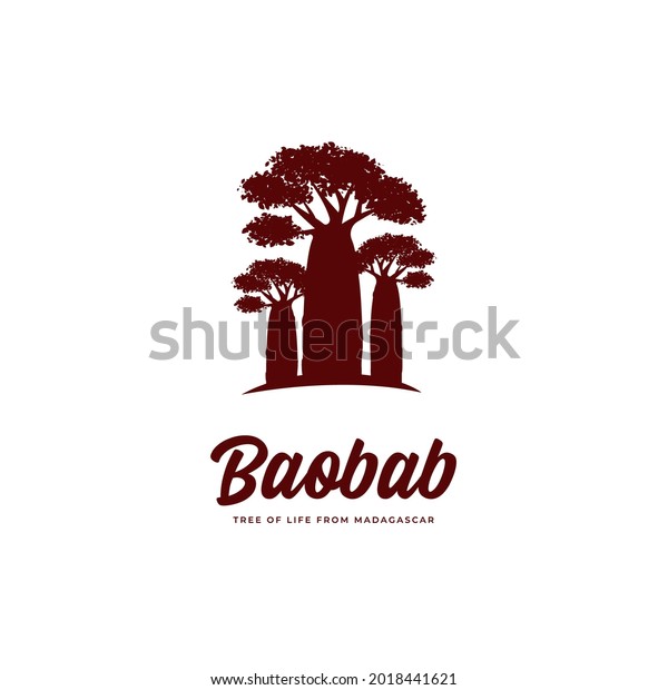 Baobab tree logo, baobab big tree of life from\
madagascar logo\
template