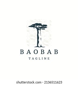 Baobab tree logo icon design template flat vector