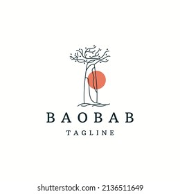 Baobab tree logo icon design template flat vector svg