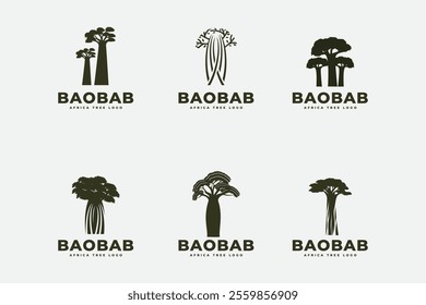 Baobab tree logo icon design template flat vector