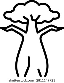 Baobab Tree Nature Icon on White Background
