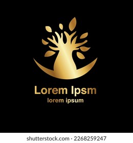 Baobab Tree plant gold image logo. vector illustration