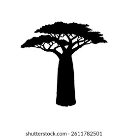 Baobab Tree silhouette icon vector flat design.