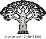 baobab tree silhouette vector art illustration