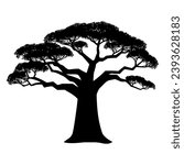 Baobab tree silhouette. Vector illustration