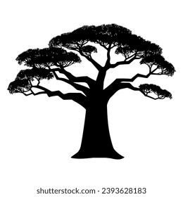 Baobab tree silhouette. Vector illustration