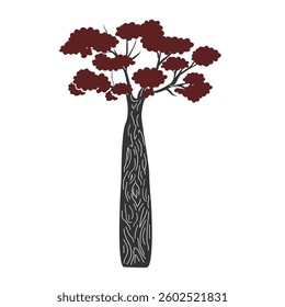 Baobab tree stylized isolated illustration. Vector drawing
