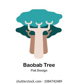 Baobab trees flat illustration
