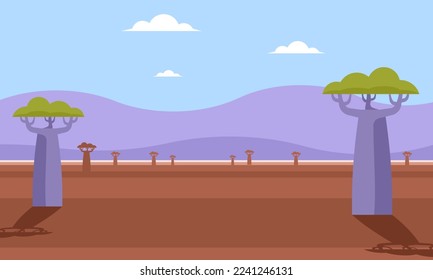 Baobab trees landscape background vector design
