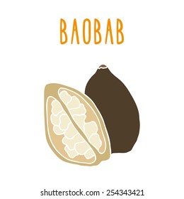 Baobab. Vector EPS 10 hand drawn illustration