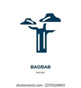 baobab vector icon. baobab, tree, africa filled icons from flat nature concept. Isolated black glyph icon, vector illustration symbol element for web design and mobile apps