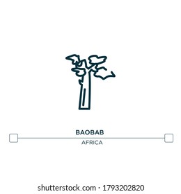baobab vector line icon. Simple element illustration. baobab outline icon from africa concept. Can be used for web and mobile
