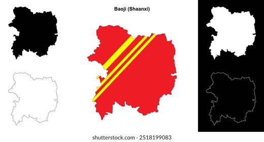 Conjunto de mapa de contorno en blanco Baoji