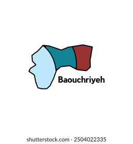 Baouchriyeh City High detailed vector map of Lebanon, logotype element for template