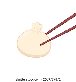 Baozi or bao - Chinese steamed bun line art vector icon. Baozi or bao is Chinese food.