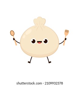 Baozi or bao - Chinese steamed bun character design. Baozi or bao is Chinese food.