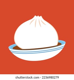 Baozi or bao - Chinese steamed bun line art vector icon. Baozi or bao is Chinese food.