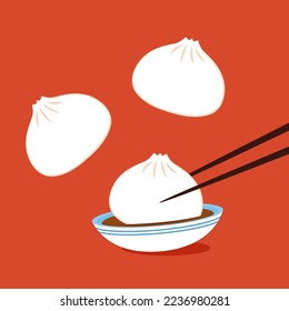 Baozi or bao - Chinese steamed bun line art vector icon. Baozi or bao is Chinese food.