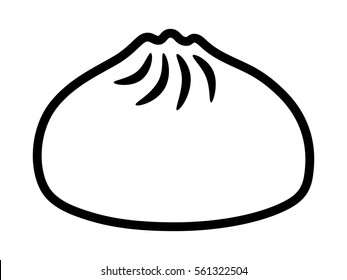 Baozi or bao - Chinese steamed bun line art vector icon for food apps and websites