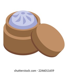 Baozi box icon isometric vector. Chinese food. Cuisine dinner