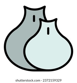 Baozi icon outline vector. Bun food. Taiwan bao color flat