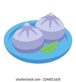 Baozi plate icon isometric vector. Chinese food. China bao