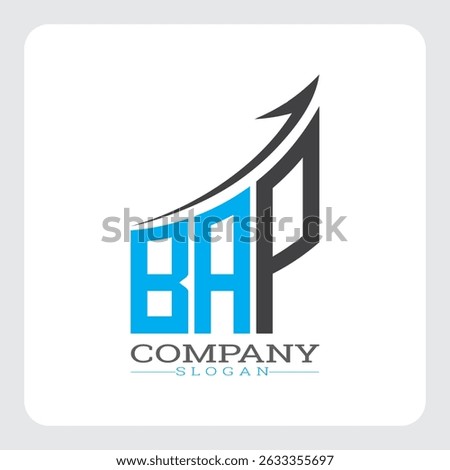 BAP Company Logo Design Growth vector, BAP Upward Arrow Business Success Logo vector, Corporate Branding BAP Logo Concept vector, BAP Modern Financial Growth Chart Logo vector,
